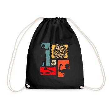 Dart Retro Dart Vintage Dart Player - Drawstring Bag - black - Front