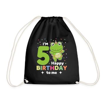 Frog for 5th birthday children five years old - Drawstring Bag - black - Front