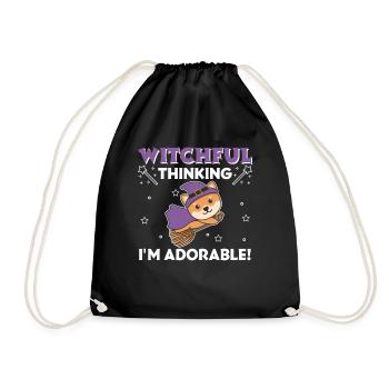 Shiba Inu Halloween Witch Witches I'm Adorable - Drawstring Bag - black - Front