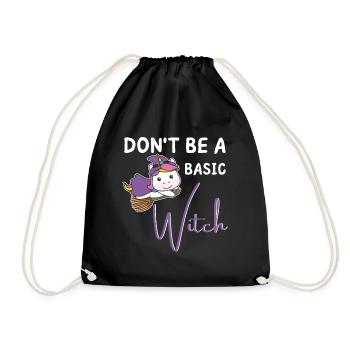 Einhorn Halloween Hexen don't be a basic Witch - Turnbeutel - Schwarz - Vorne
