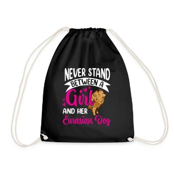 Girl and her Eurasier Eurasian Dog - Drawstring Bag - black - Front