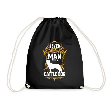 Underestimating Man with Australian Cattle Dog - Drawstring Bag - black - Front