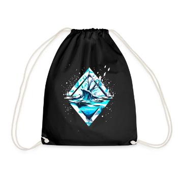 Snow Ice Crystal Winter Landscape - Drawstring Bag - black - Front