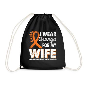 Wear orange for wives Support for - Drawstring Bag - black - Front