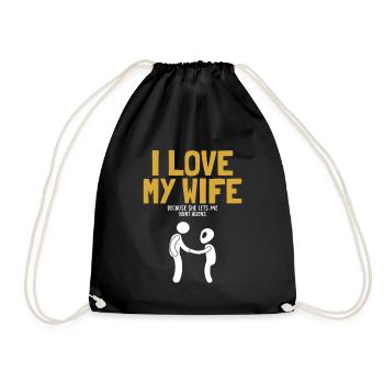 I Love My Wife Hunt Aliens Ufo Conspiracy Alien - Drawstring Bag - black - Front