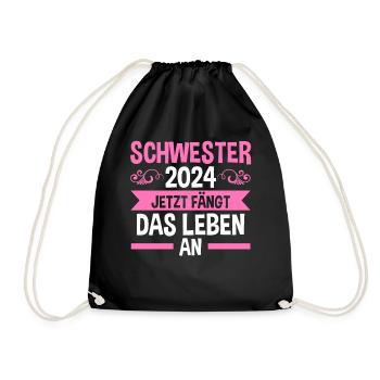 Werdende Schwester 2024 - Turnbeutel - Schwarz - Vorne