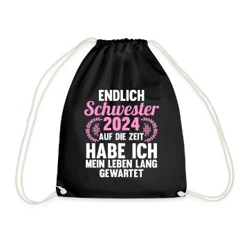Werdende Schwester 2024 - Turnbeutel - Schwarz - Vorne