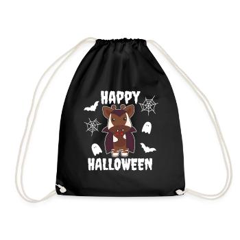 Okapi Happy Halloween Cute Vampire Costume - Drawstring Bag - black - Front
