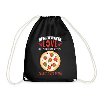 Cauliflower Pizza Vegan Vegetarian Vegetables - Drawstring Bag - black - Front