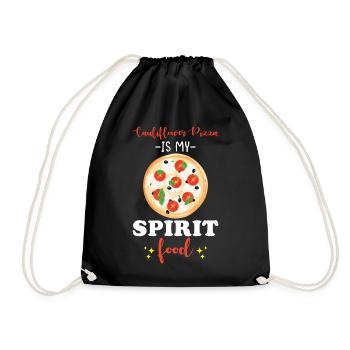 Cauliflower Pizza Vegan Vegetarian Vegetables - Drawstring Bag - black - Front