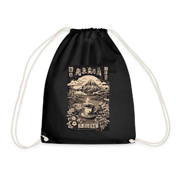 Ukiyo-E Kaffee und Tee Liebhaber Retro Japan - Turnbeutel - Schwarz - Vorne