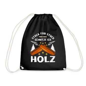 Holzschnitzer Holzschnitzerei - Turnbeutel - Schwarz - Vorne
