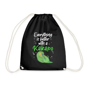 Everything is better with Kakapo New Zealand Parrot - Drawstring Bag - black - Front