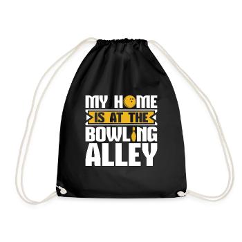 Bowling Alley My Home Is At The Bowling League - Drawstring Bag - black - Front