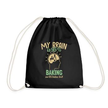 My Brain is 95% Baking Hobbybäcker Bäckerei - Drawstring Bag - black - Front