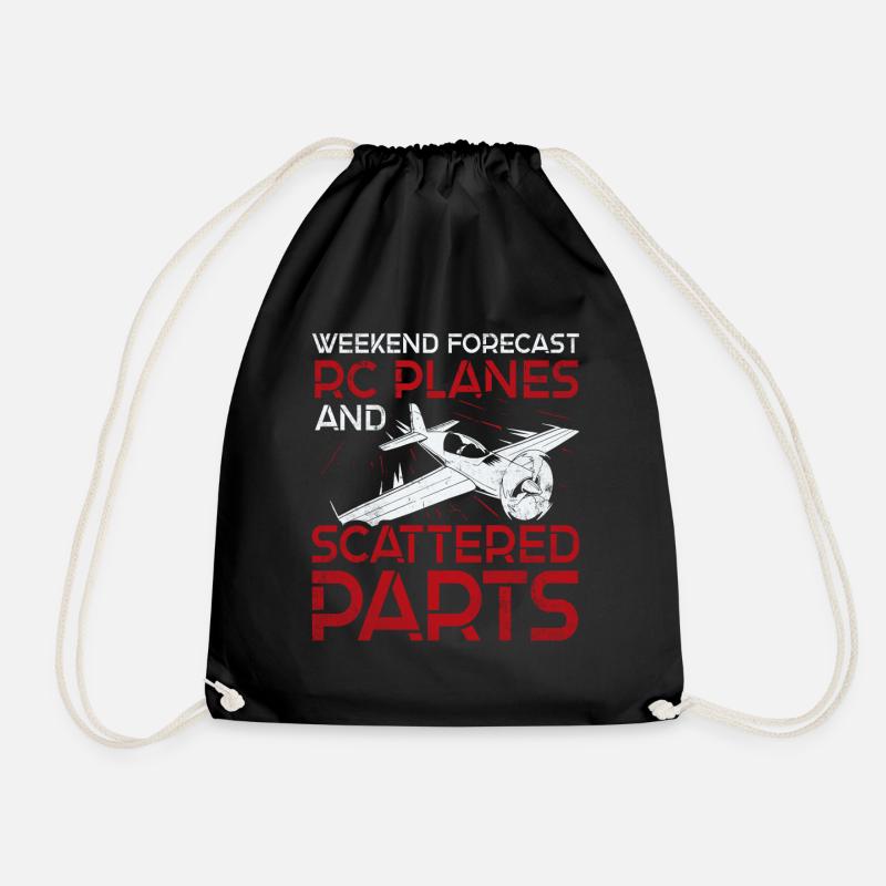 Weekend Forecast - RC Planes and Scattered Parts - Drawstring Bag - black