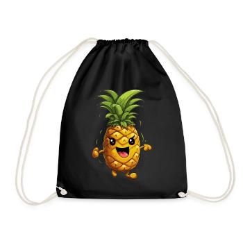 Dancing Cartoon Pineapple - Drawstring Bag - black - Front