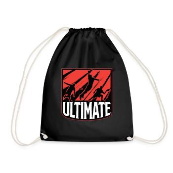 Flying Disc Ultimate Frisbee Player Disc Golfing - Drawstring Bag - black - Front