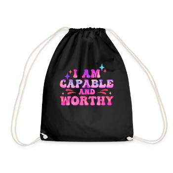 I'm Capable And Worthy Boho Hippie Positive Affirm - Turnbeutel - Schwarz - Vorne