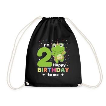 Frog for 2nd birthday children two years old - Drawstring Bag - black - Front