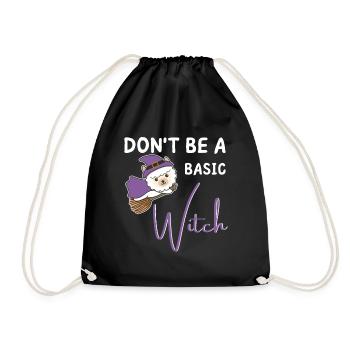 Alpaka Halloween Hexe Hexen don't be a basic witch - Turnbeutel - Schwarz - Vorne