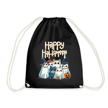Niedliche Katzen feiern Halloween mit Katzenmama - Turnbeutel - Schwarz - Vorne