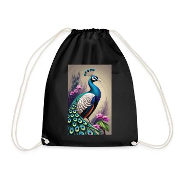 Colourful elegance: The majestic peacock - Drawstring Bag - black - Front
