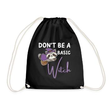 Waschbär Halloween Hexen don't be a basic witch - Turnbeutel - Schwarz - Vorne