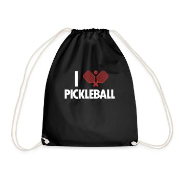 I love pickleball pickleball player pickleball fan - Drawstring Bag - black - Front