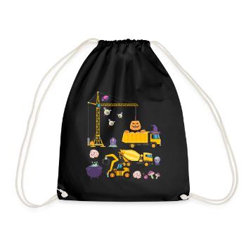 Creepy Halloween excavator with witch hat - Drawstring Bag - black - Front
