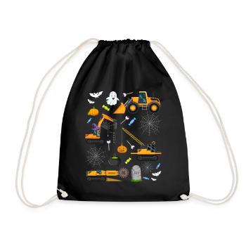 Creepy Halloween excavator with witch hat - Drawstring Bag - black - Front