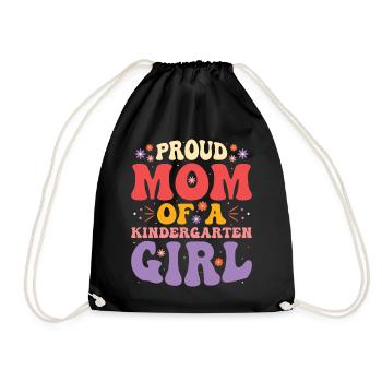 Proud mother of a kindergarten girl - Drawstring Bag - black - Front