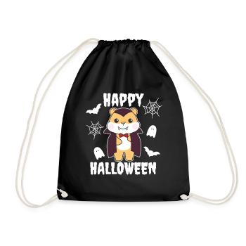 Hamster Happy Halloween Cute Vampire Costume - Drawstring Bag - black - Front