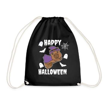 Capybara Happy Halloween Witch Kids Witch Costume - Drawstring Bag - black - Front