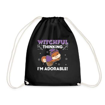 Squirrel Halloween Witch Witch I'm Adorable - Drawstring Bag - black - Front