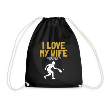 I Love My Wife Pickleball Pickleballfan Pickleball - Drawstring Bag - black - Front