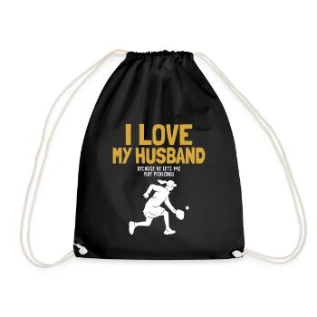 I Love My Husband Pickleball Pickleball Professional - Drawstring Bag - black - Front
