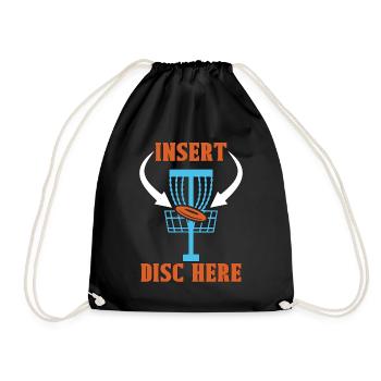 Disc Golf Insert Disc Here Ultimate Frisbee Golfer - Drawstring Bag - black - Front
