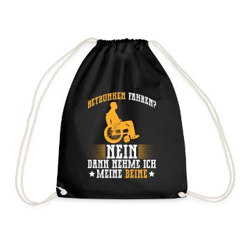 Rollstuhlfahrer Rollstuhl Lustiger Spruch - Turnbeutel - Schwarz - Vorne