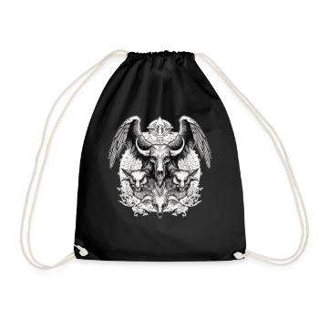 Creepy Demon Skull Occult Horror Gothic Wicca - Turnbeutel - Schwarz - Vorne