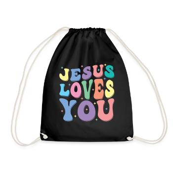Jésus t’aime Groovy Vintage Christian - Sac de sport léger - noir - Devant