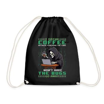 Grim Reaper Skeleton Programmer Funny Coffee Progr - Turnbeutel - Schwarz - Vorne