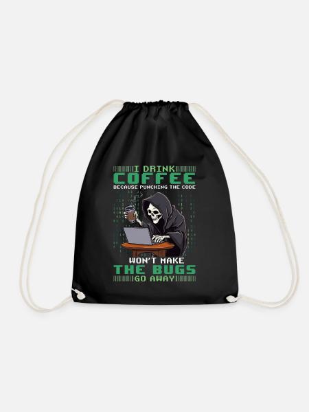 Grim Reaper Skeleton Programmer Funny Coffee Progr - Turnbeutel - Schwarz