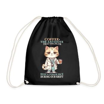 Coffee The Antidote Cat Doctor Funny Caffeine Love - Turnbeutel - Schwarz - Vorne