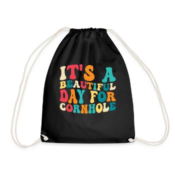 Cornhole game Cornhole player - Drawstring Bag - black - Front