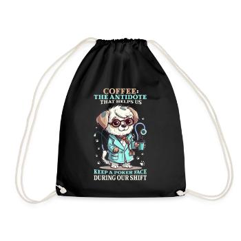 Coffee The Antidote Dog Doctor Funny Coffeeholic Q - Turnbeutel - Schwarz - Vorne