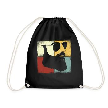 Beard Lover Bearded Man Retro - Drawstring Bag - black - Front