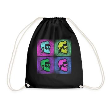 Beard Lover Bearded Man Retro - Drawstring Bag - black - Front
