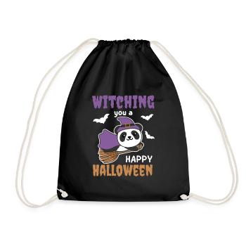 Panda Hexe Witching you a Happy Halloween - Turnbeutel - Schwarz - Vorne