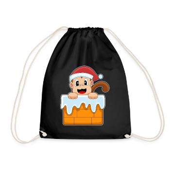 Monkey Christmas Santa Hat - Drawstring Bag - black - Front